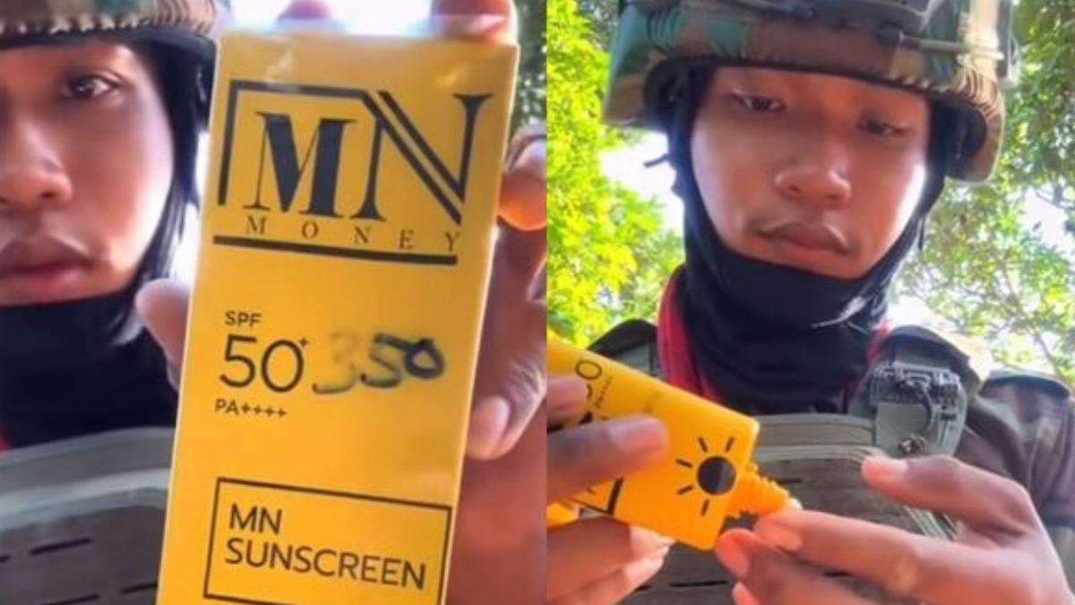 泰柬邊境士兵槍聲中冷靜塗防曬 網驚他「用命直播帶貨」