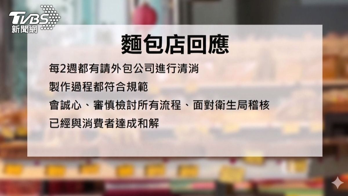 麵包店回應表示:承諾會誠心審慎檢討所有流程,目前已經與消費者達成和解。(圖/TVBS)