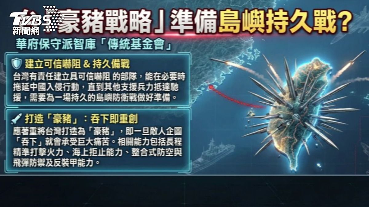 美智庫建議台採「豪豬戰略」。（圖／TVBS）