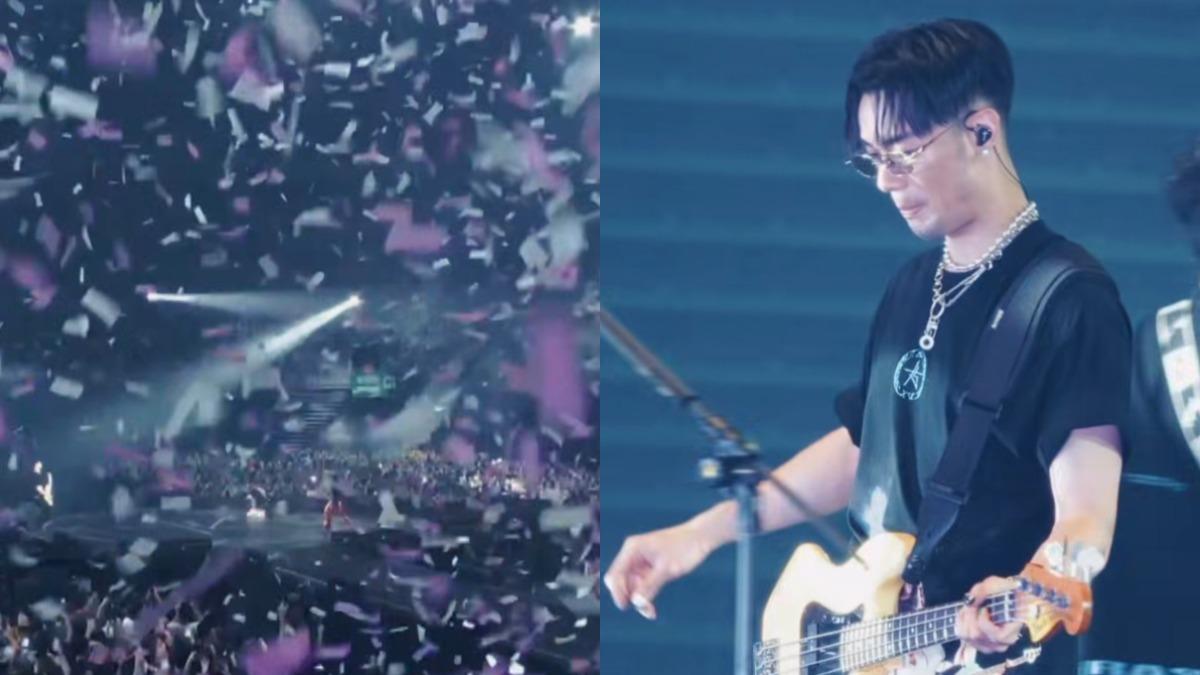 TRASH高雄演唱會現場飄落粉色紙花,讓博文激動落淚。(圖/翻攝自TRASH IG)
