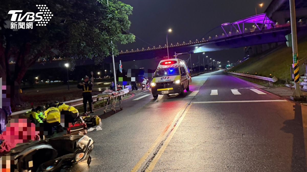 女騎士母親則當場沒有呼吸心跳，送往醫院救治仍死亡。（圖／TVBS）
