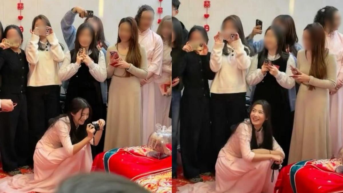 盧昱曉當好友伴娘為其打點婚禮流程,絲毫沒有明星架子。(圖/翻攝自微博)
