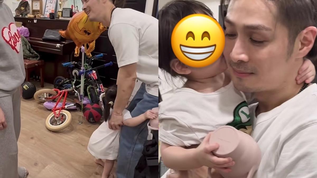 女兒鈮霓頭也不回的走向Mars給他一個擁抱，對夫妻倆的差別待遇十分明顯。（圖／翻攝自Instagram／beargenie）