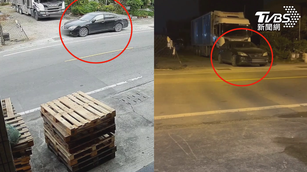 為了報復,陳姓大哥多次將黑色小客車停在路邊,阻擋姪子大貨車的進出。(圖/TVBS)