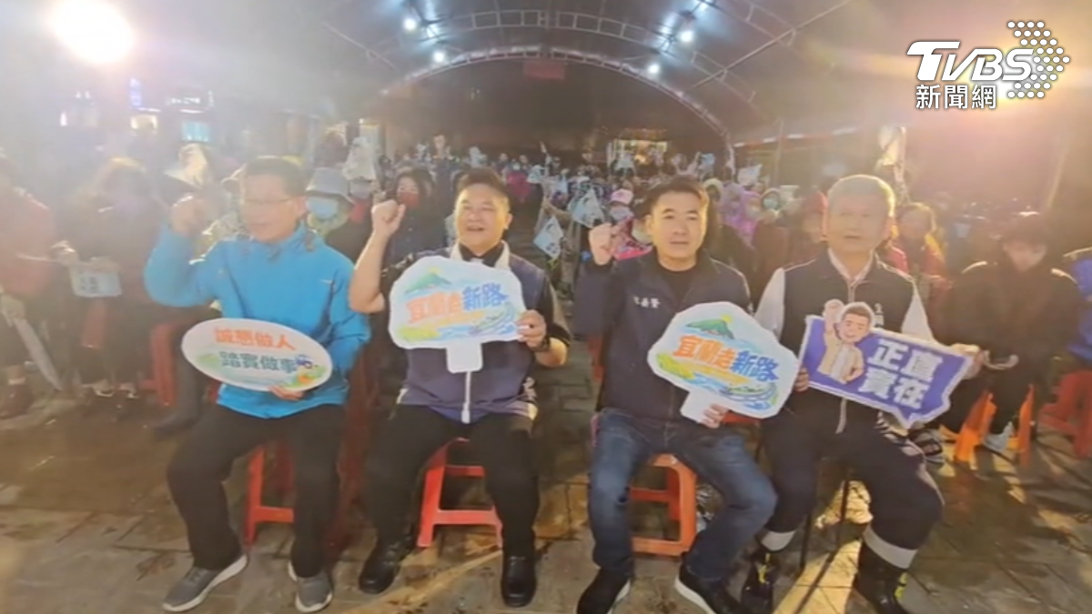 吳宗憲選在五穀廟造勢,該廟主委為國民黨宜蘭黨部主委。(圖/TVBS)