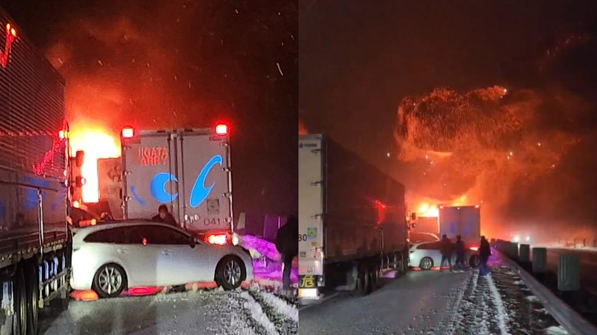 日本高速公路「15車連環撞」!貨車爆炸成火球 多人受傷送醫