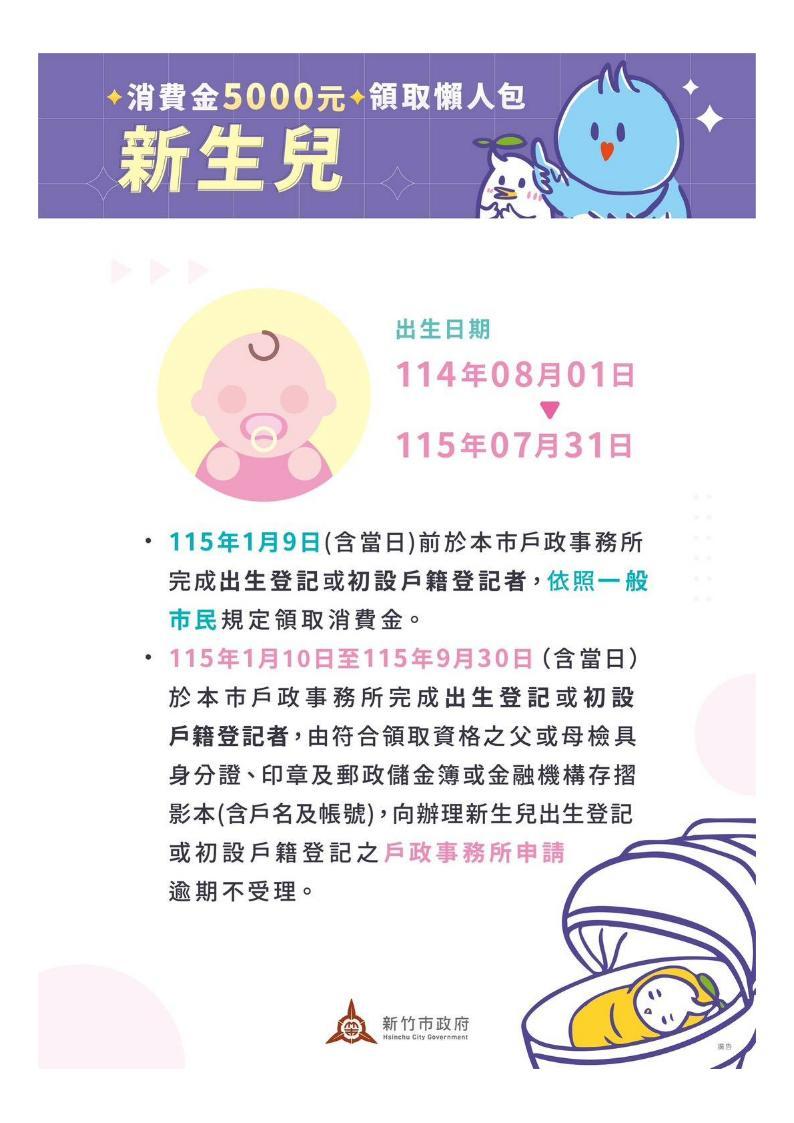 新生兒也可領消費金。(圖/新竹市府提供)