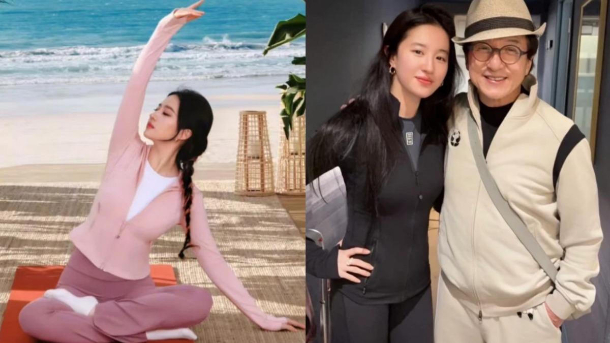 劉亦菲大愛lululemon Define Nulu 外套。(圖/翻攝自@劉亦菲微博)