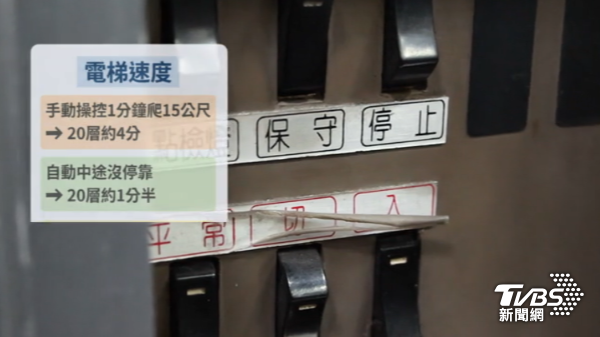 檢修員可以開保養模式手動開電梯。(圖/TVBS)