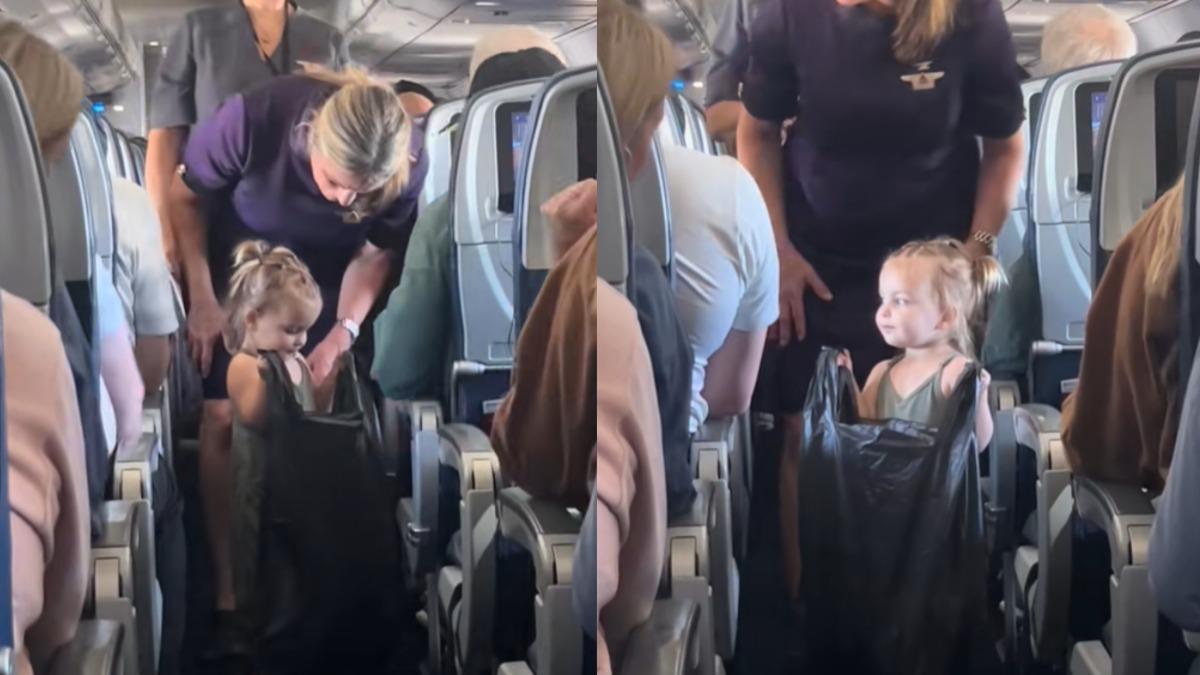 2歲女童坐不住!空服員邀她「當小小空姐」 走道耍萌畫面曝