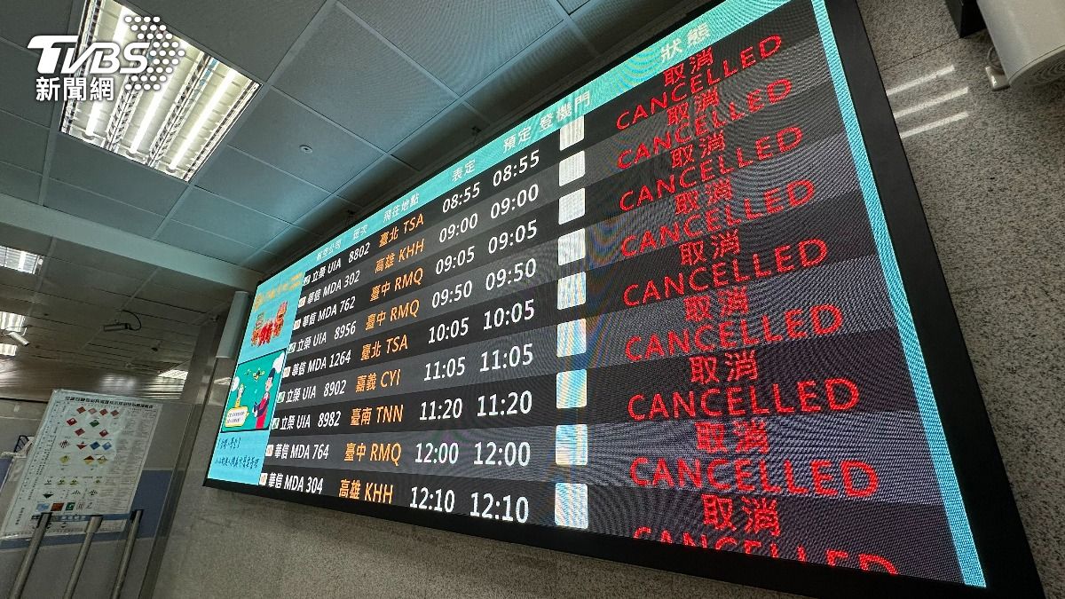 台金航線今天上午8點到晚間6點全數取消。(圖/程子奕攝)