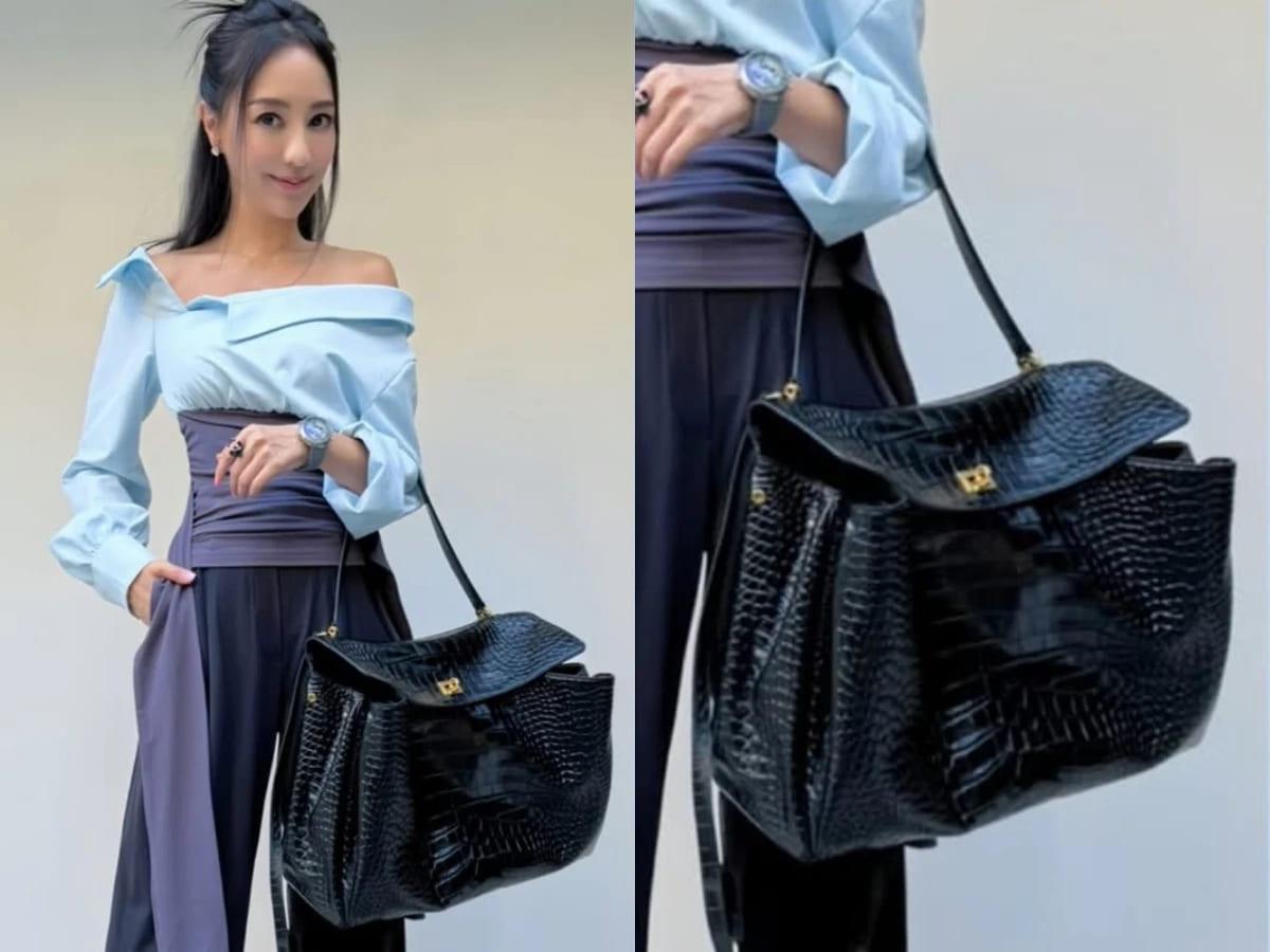 在關穎穿搭中,還有一款大尺寸的鱷魚包包,BALENCIAGA的RODEO包。(圖/翻攝自IG@kwanterri)