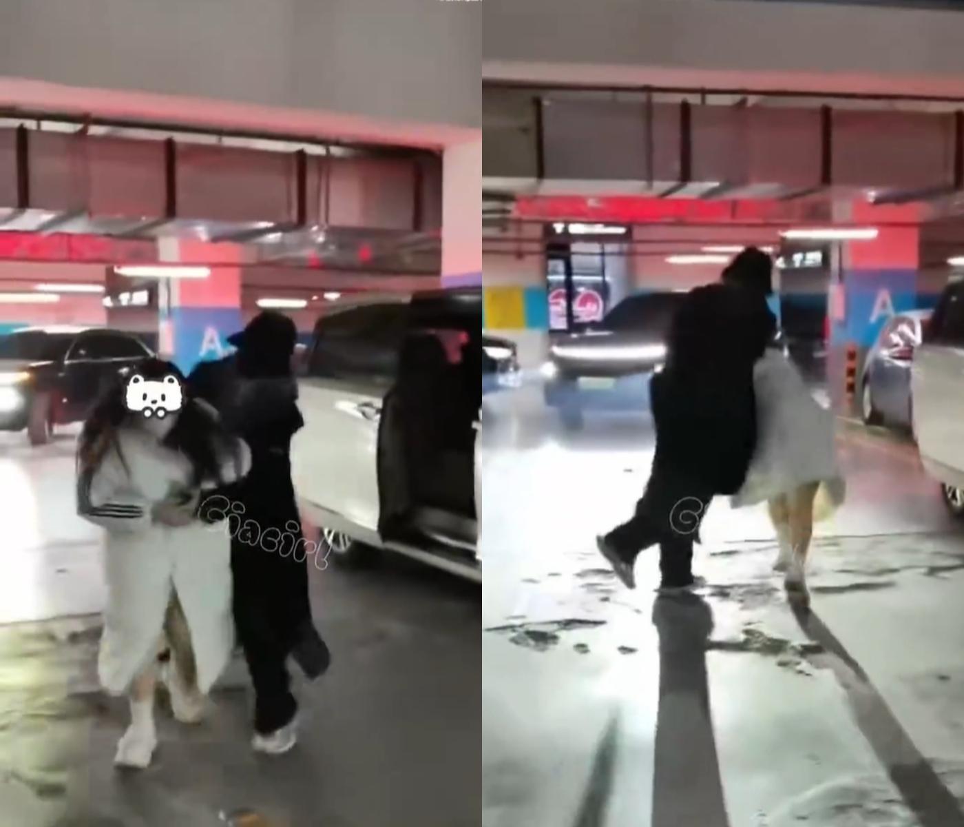 靈超在停車場與私生飯發生衝突。(圖/翻攝自微博)