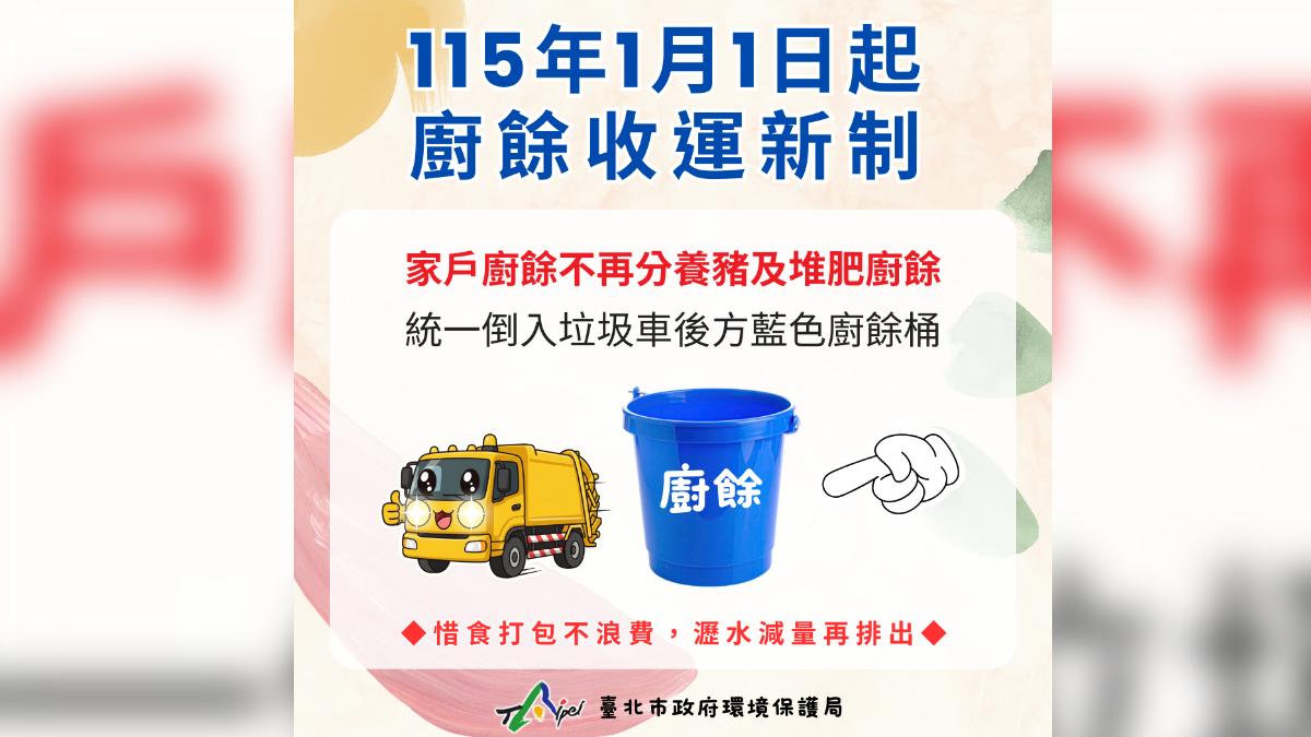 家戶廚餘115年起禁養豬 北市垃圾車收運不再分類