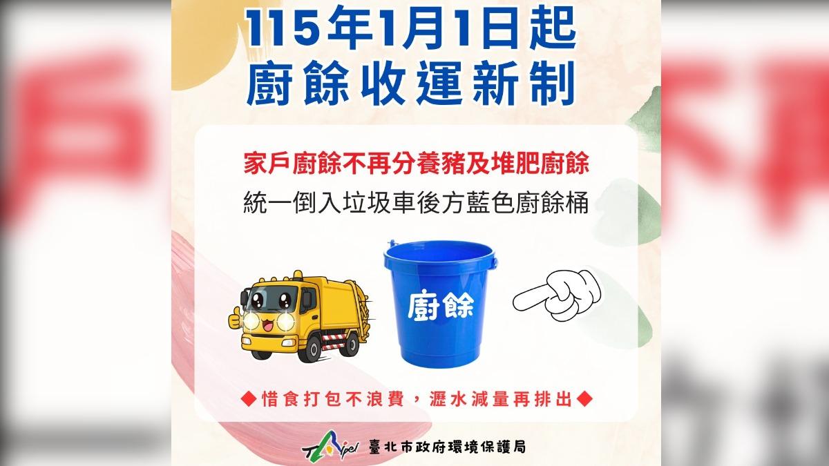 台北市2026元旦開始廚餘新制度。（圖／台北市政府環保局提供）