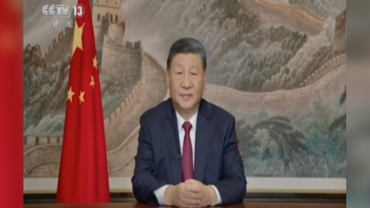 解放軍圍台軍演才結束，大陸國家主席習近平就發表2026新年賀詞，還兩度提到台灣。（圖／大陸央視）