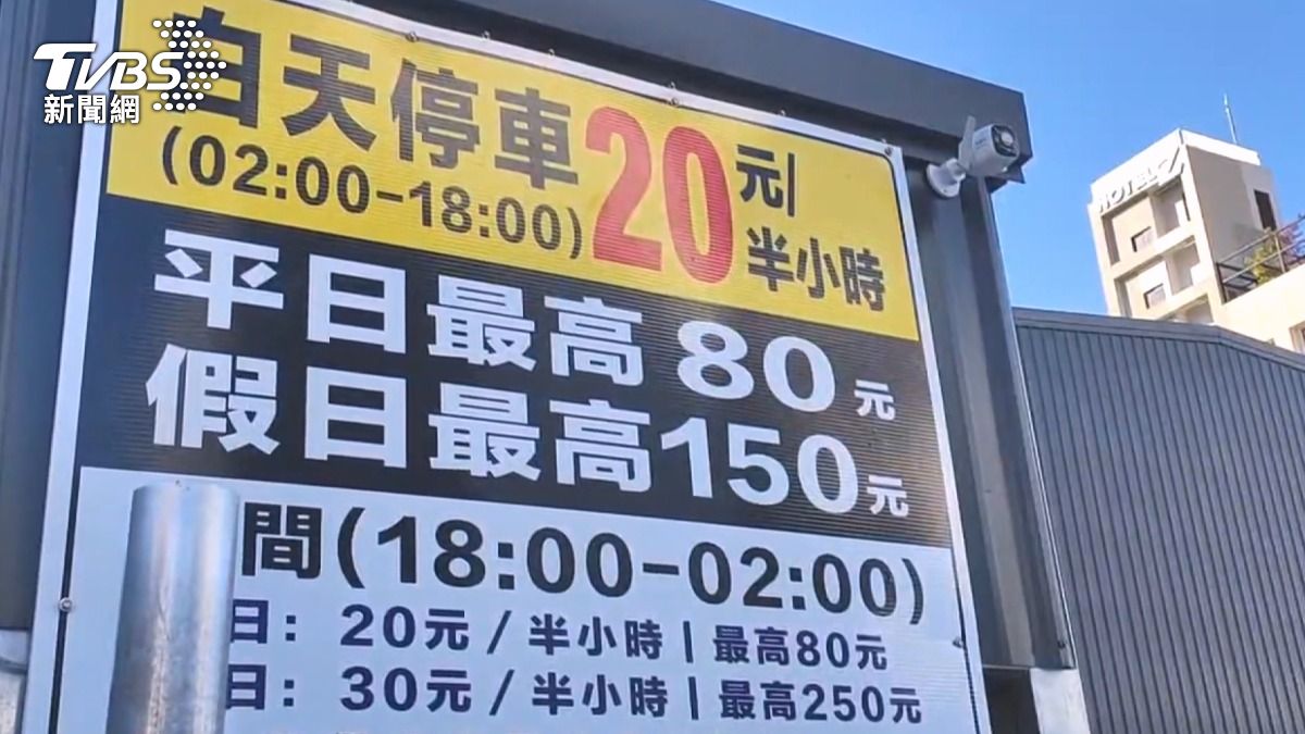 跨年夜移停車場三角錐 駕駛蹭免費被抓包。(圖/TVBS)