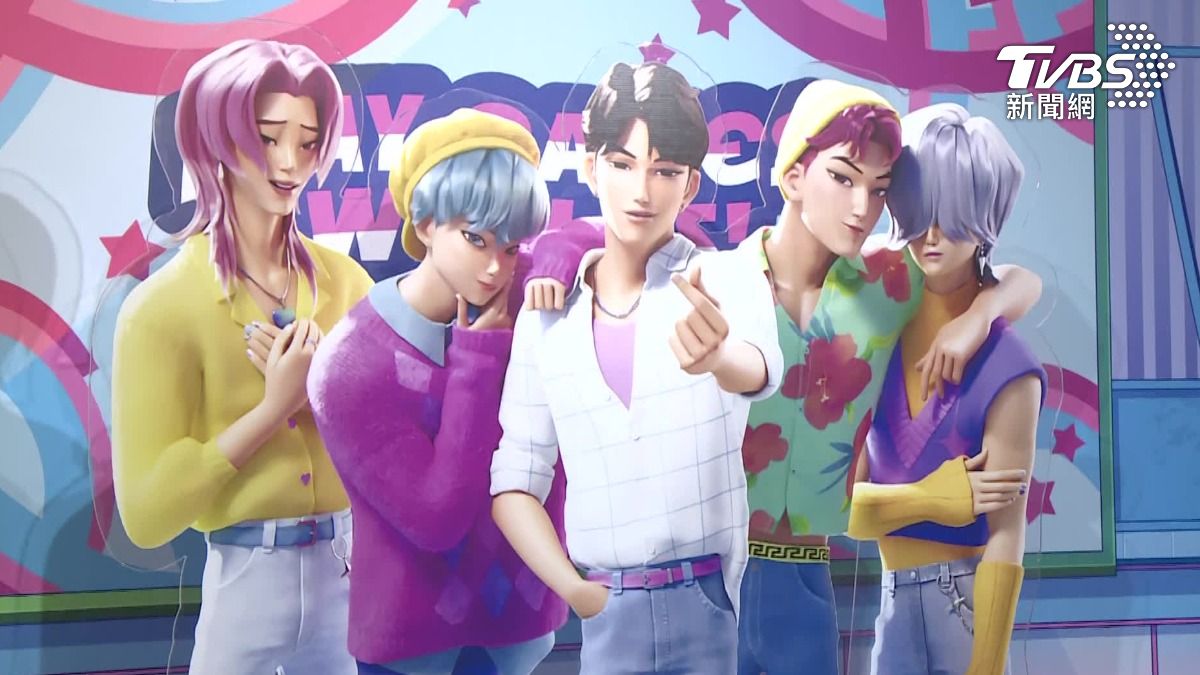 《Kpop 獵魔女團》快閃店有Saja Boys立牌可以打卡。(圖/TVBS)