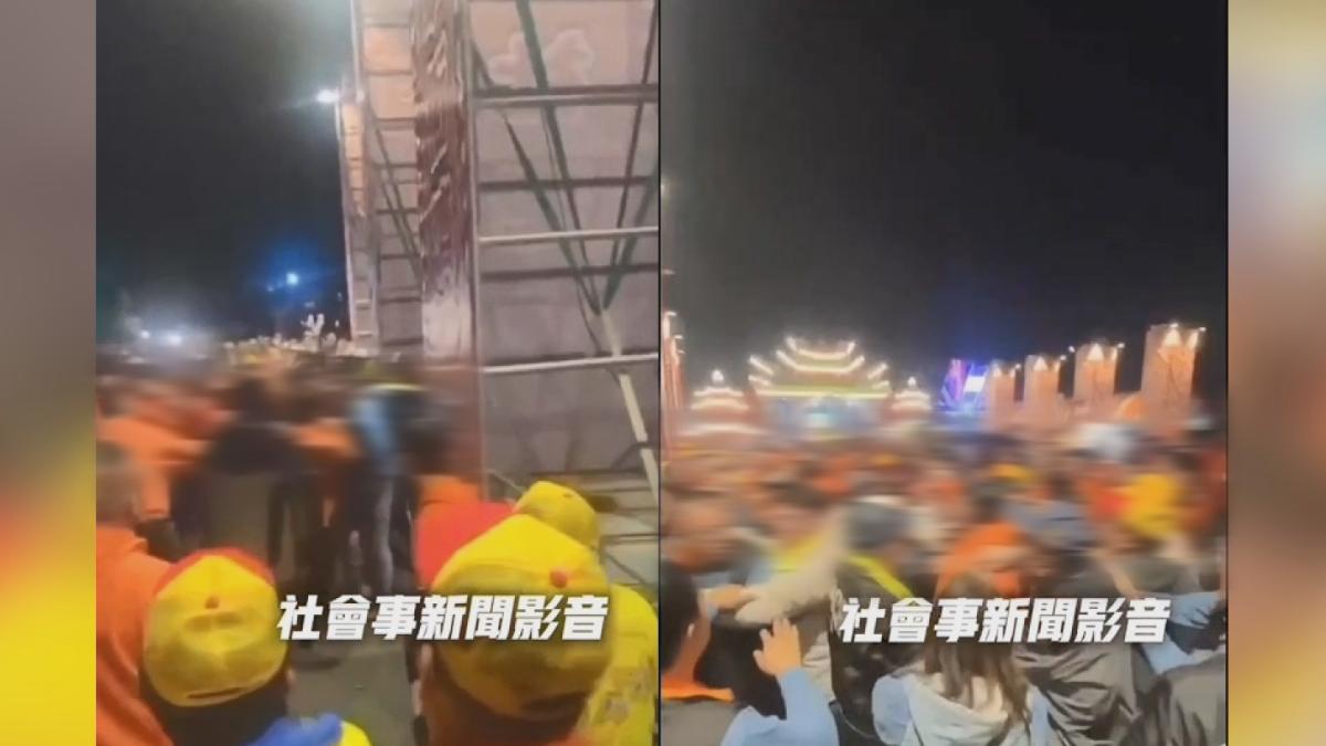 神明面前打架!兩男「推擠後互毆」,互吃拳頭大餐。(圖/翻攝社會事新聞影音)