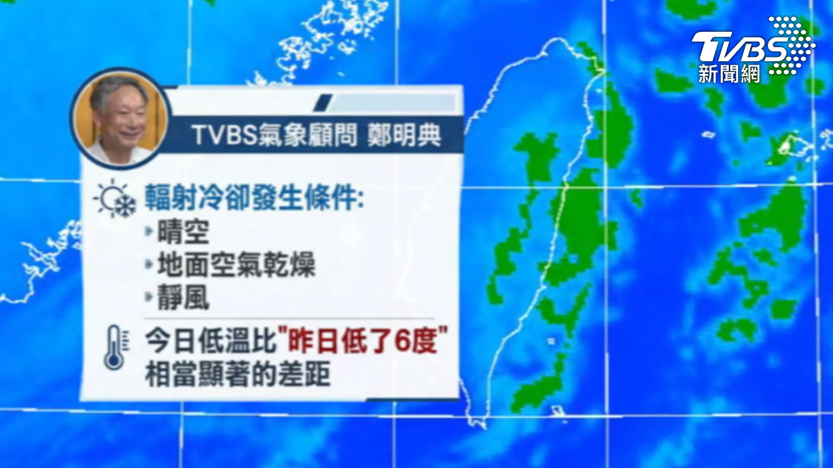 輻射冷卻威力，新竹關西4.8度，西部溫差超過10度。（圖／TVBS）