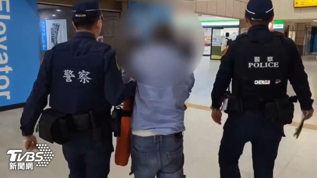 李男遭警逮捕。(圖/TVBS)