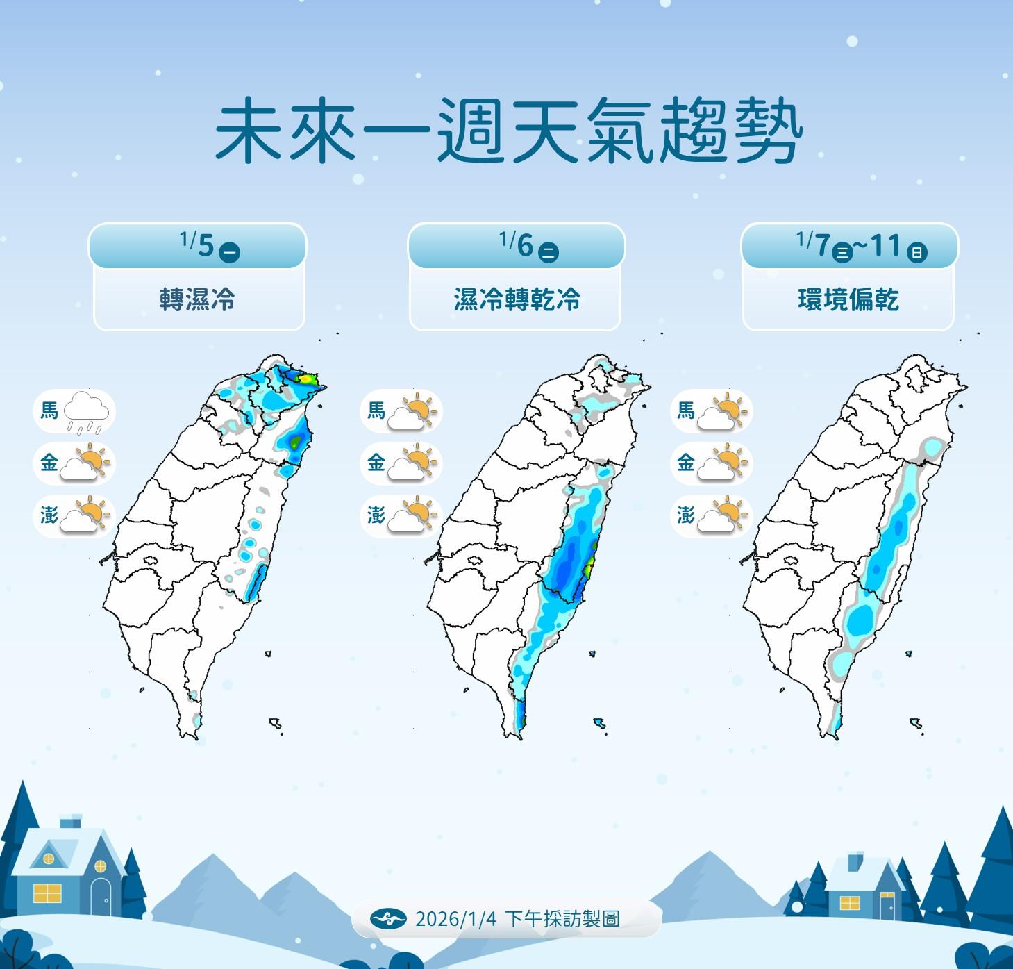 未來一週降雨趨勢。(圖/氣象署)