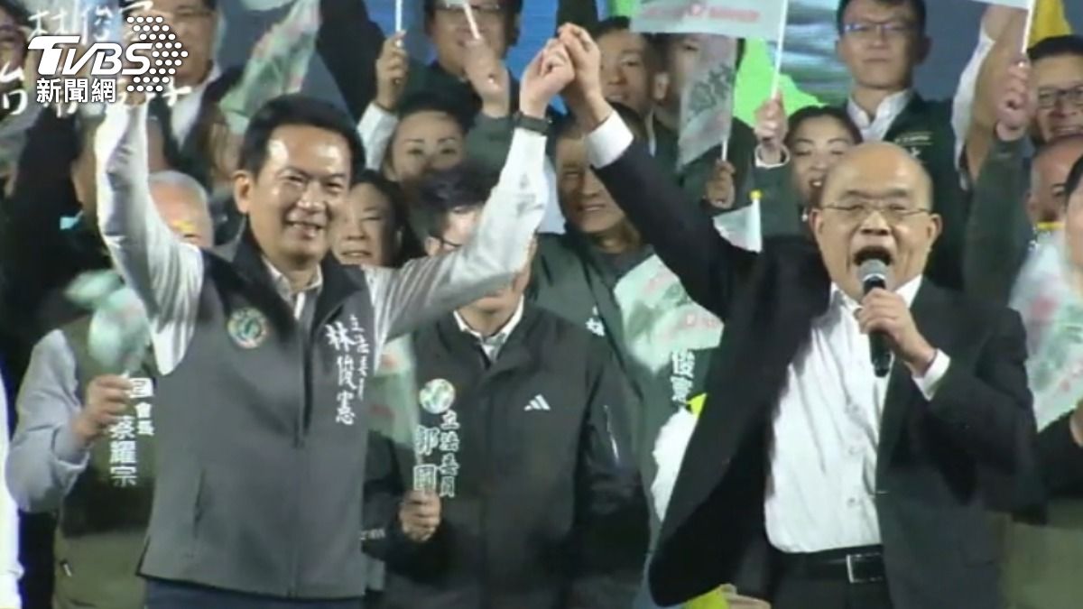 蘇貞昌站台挺林俊憲,強調選市長要看操守品行。(圖/TVBS)