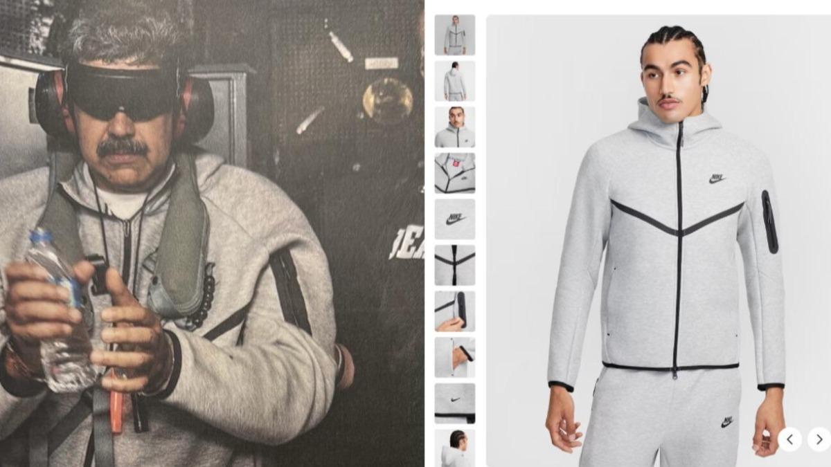 馬杜洛被捕時身穿全套Nike Tech、引發討論。(圖/翻攝自X@realDonaldTrump、Nike)