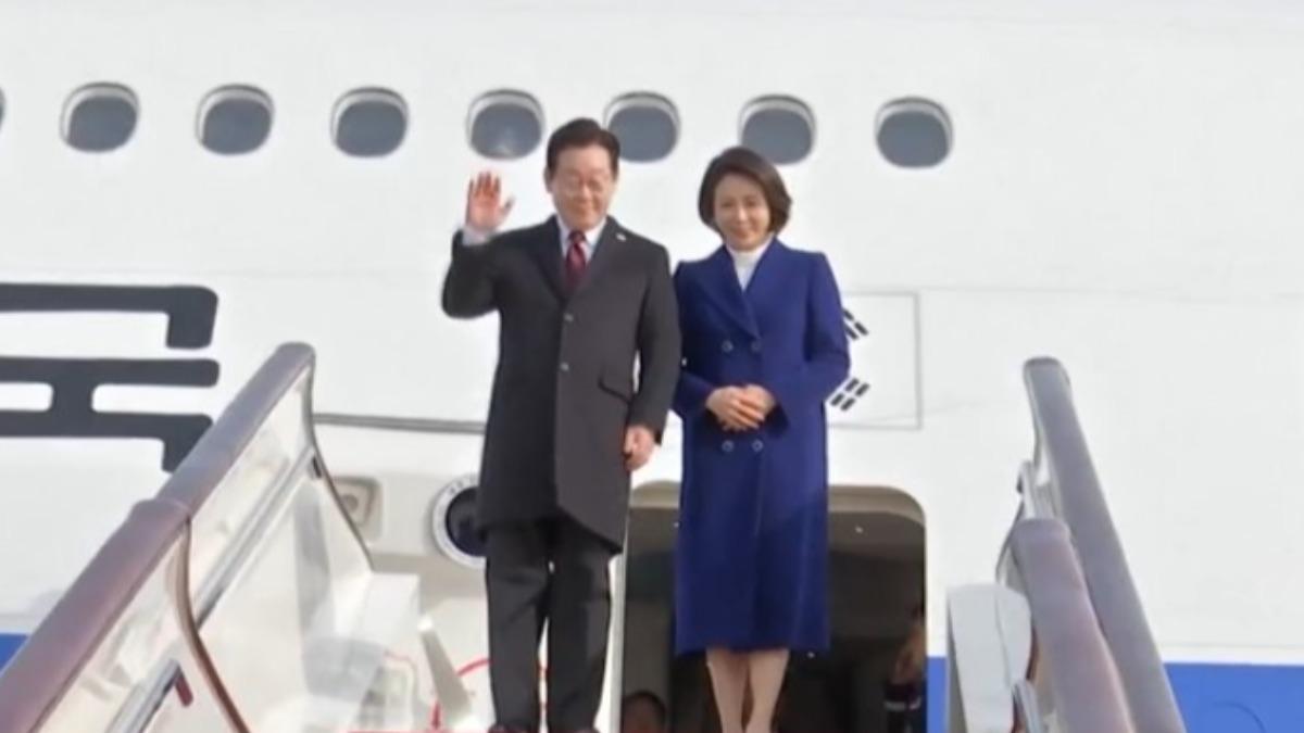 南韓總統李在明抵達北京。(圖/央視)
