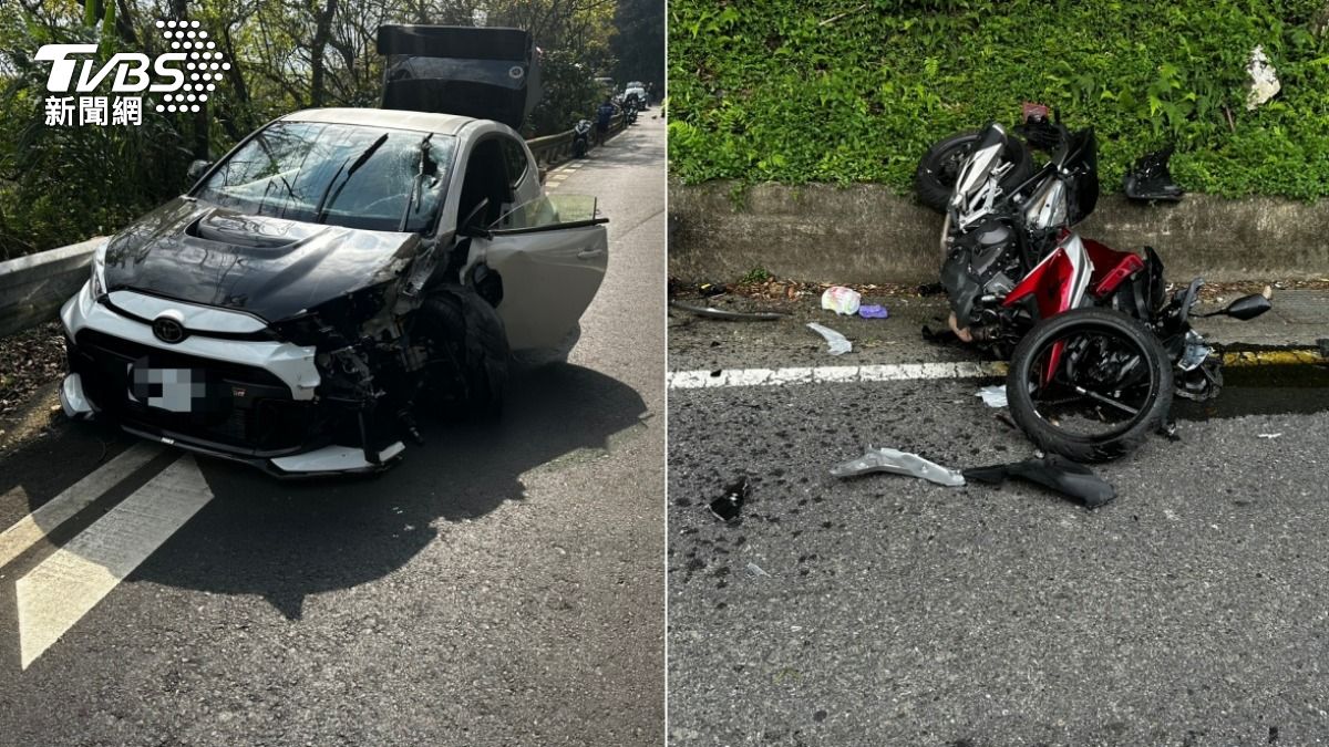 快訊/北宜公路嚴重事故!紅牌重機跨雙黃線對撞小轎車 騎士命危