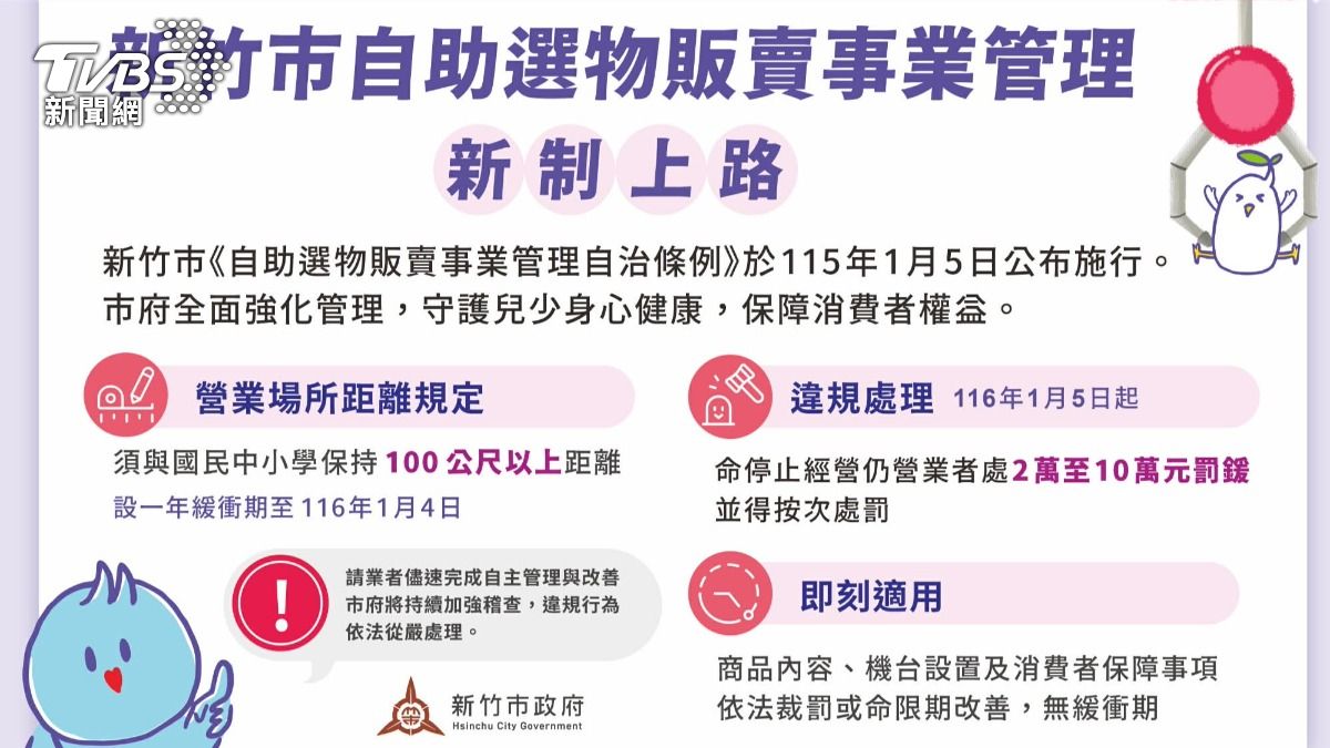 保護學童！新竹娃娃機店「禁設學校旁」違規最重罰10萬。（圖／ＴＶＢＳ資料畫面）