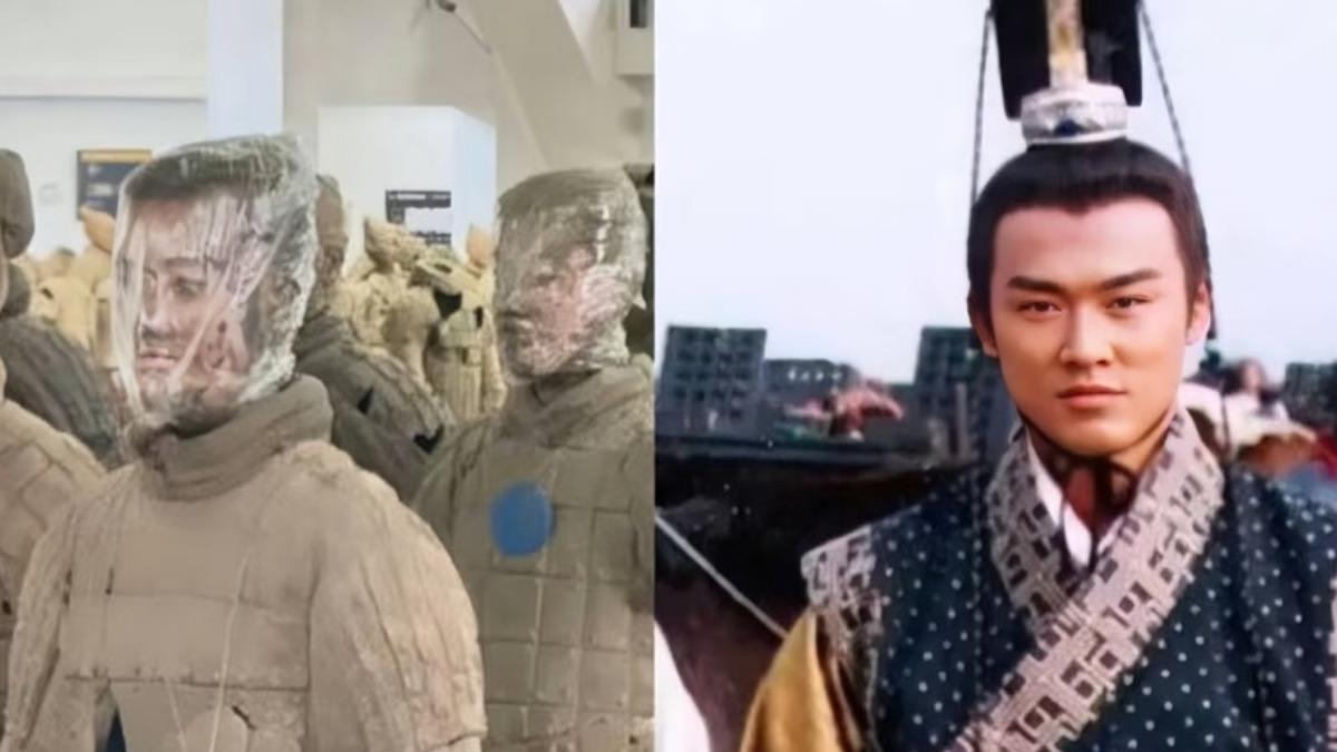 林峯被指出撞臉彩繪陶俑。(圖/翻攝自小紅書)