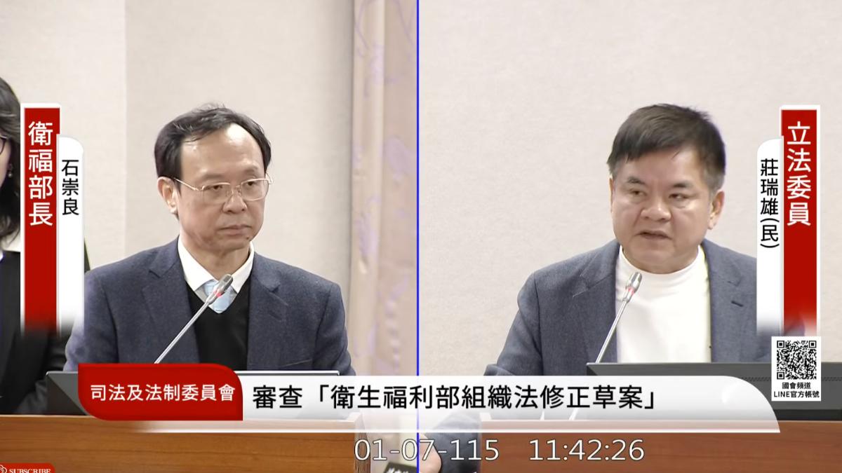 綠委莊瑞雄今在立法院司法法制委員會質詢時指出，瘦瘦針亂象頻傳，衛福部管理太慢。（圖／TVBS）