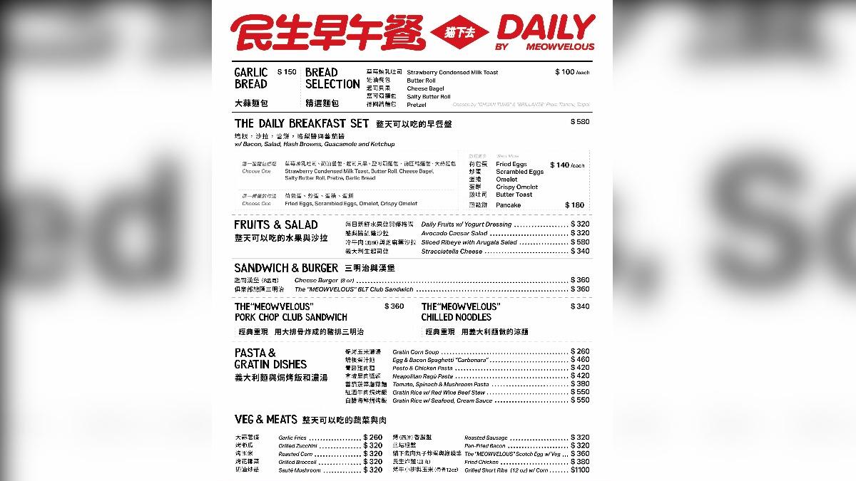 民生早午餐店菜單。（圖／翻攝自官網）