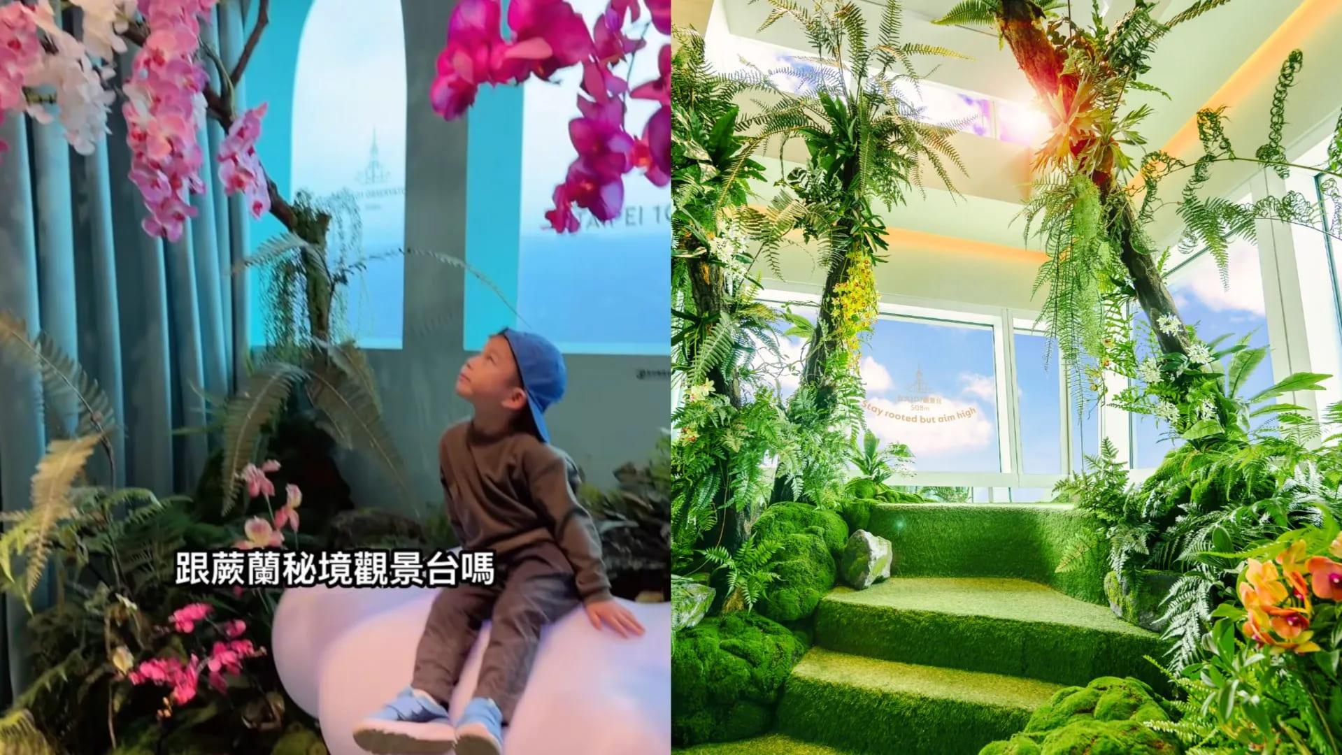 花藝大師凌宗湧策畫「101F蕨蘭秘境觀景台」。（圖／IG@sweet_dumpling0621、台北101提供）