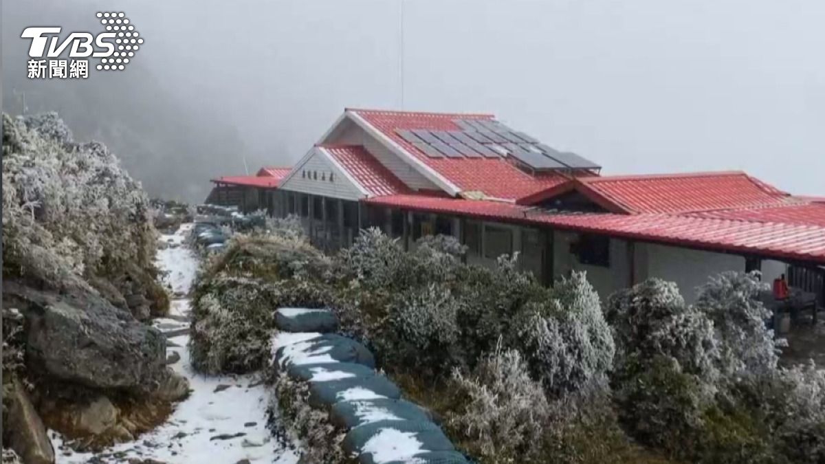 睽違8年再飄雪！阿里山祝山車站「大雪紛飛」　遊客驚呼：不敢相信。(圖／TVBS)