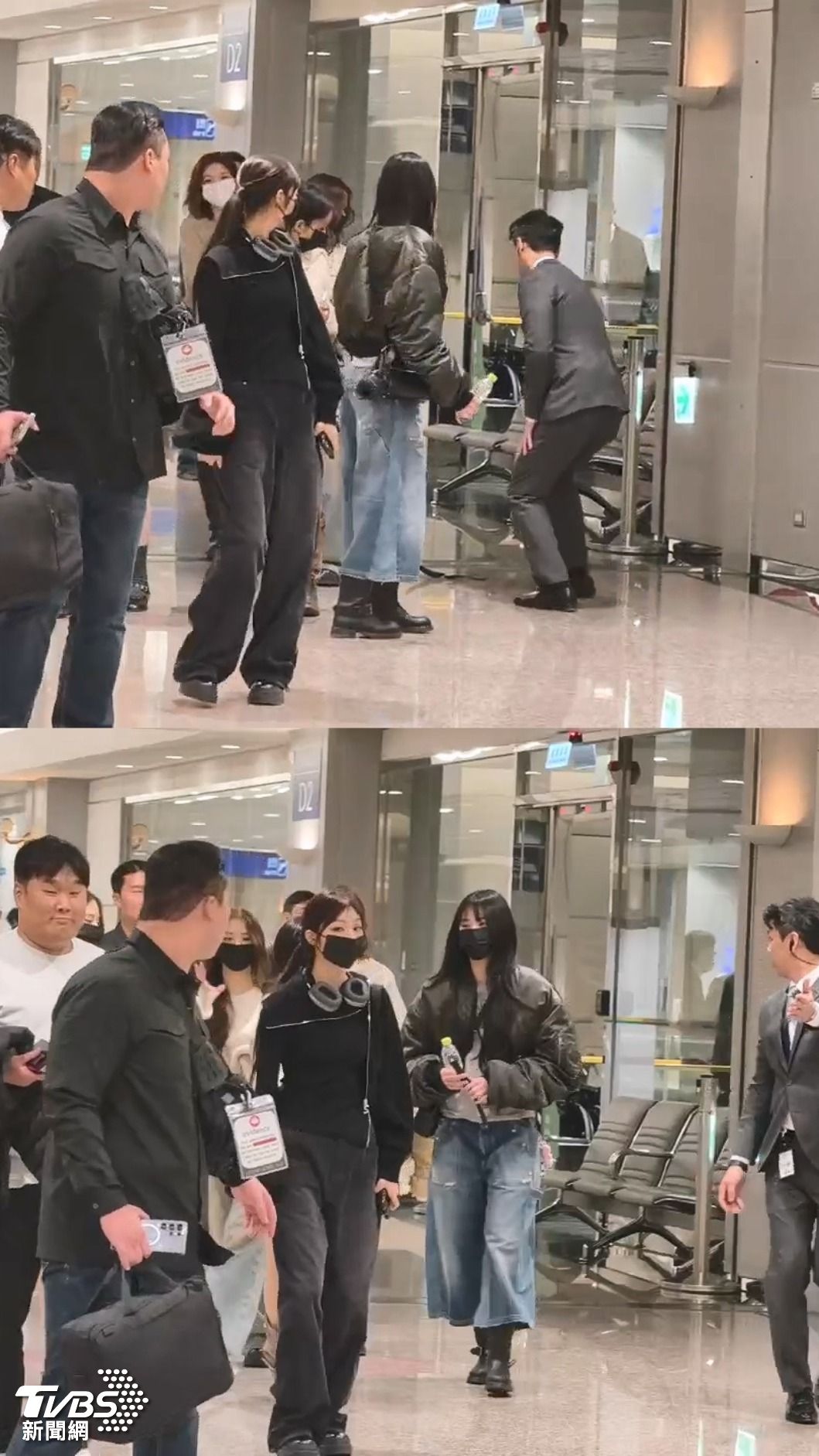 izna成員KOKO不小心弄掉鞋帶,由地勤幫忙拾起。(圖/林志偉攝)