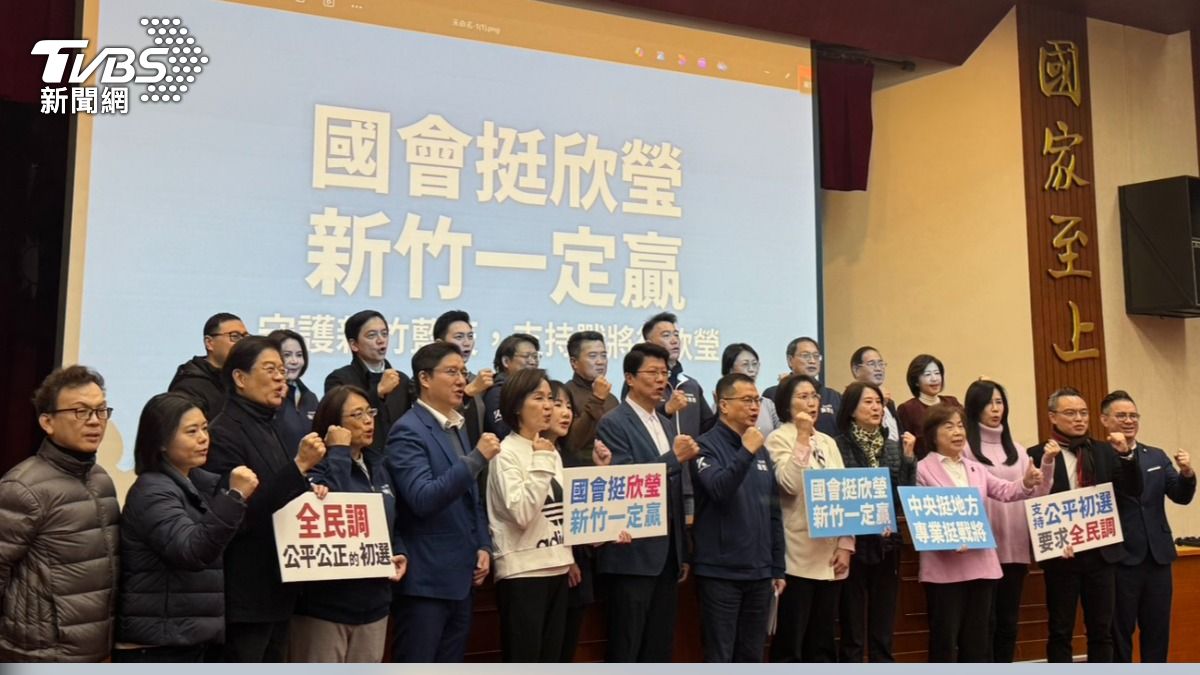 徐欣瑩（左三）舉行宣誓記者者會。（圖／陳怡潔攝）