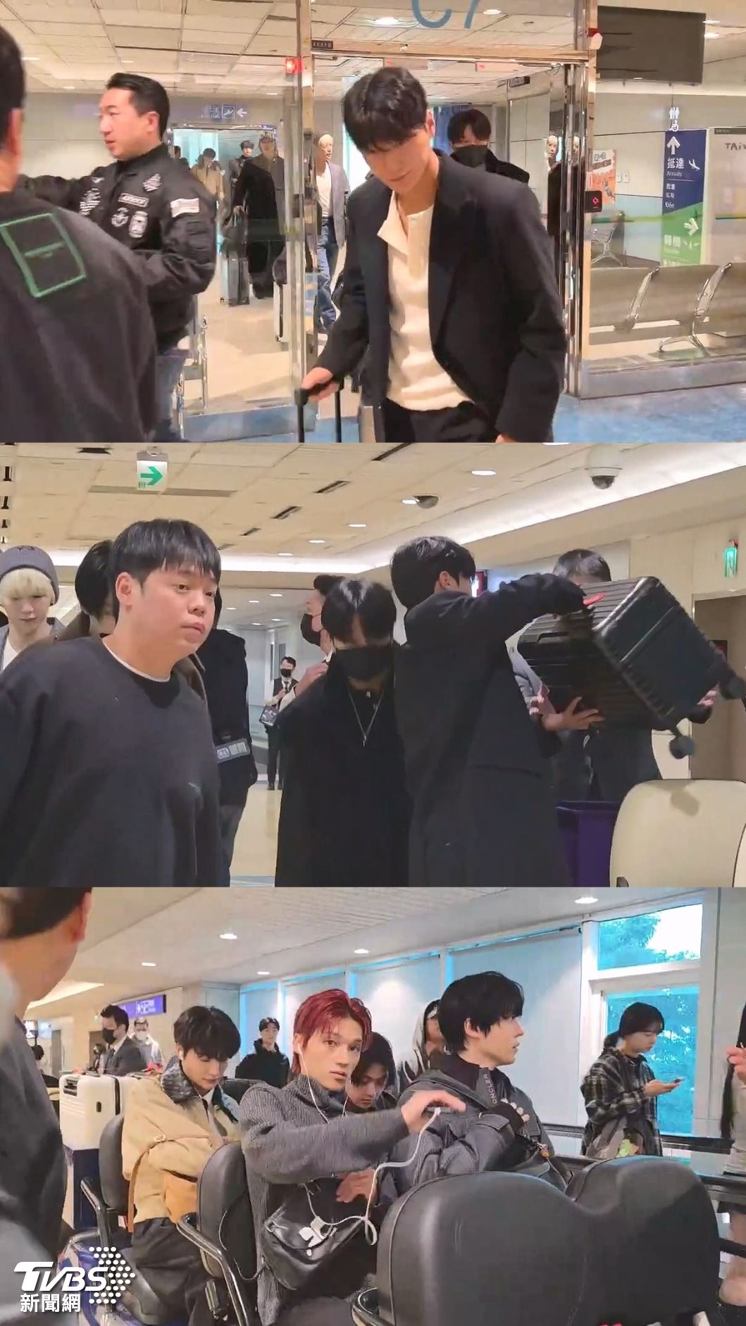ATEEZ成員面對鏡頭都有點頭致意,崔傘還主動搬行李。(圖/林志偉攝)