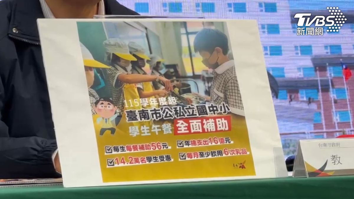 台南跟進中小學營養午餐免費。(圖/TVBS)