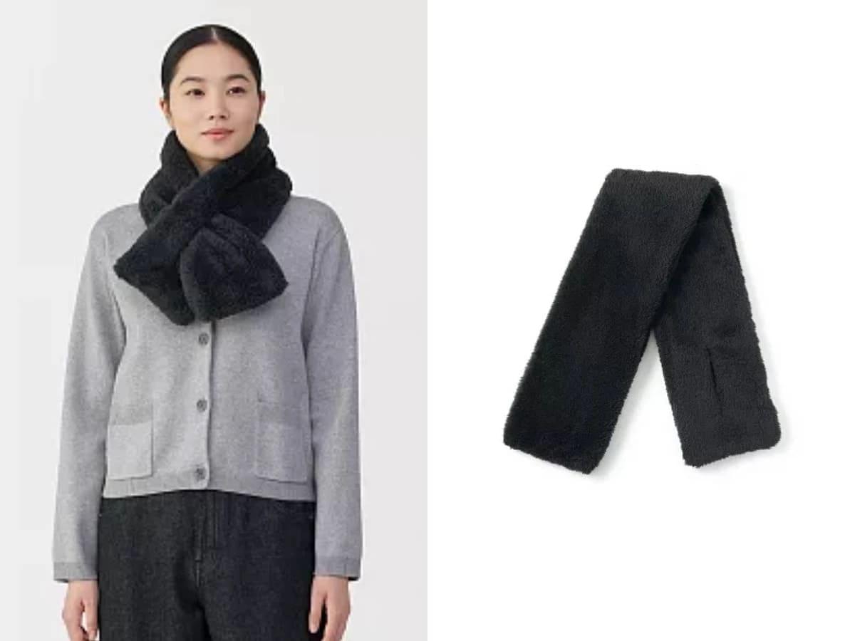 無印良品 再生聚酯纖維保暖絨毛圍巾，NT.390。（圖／翻攝自Uniqlo官網）