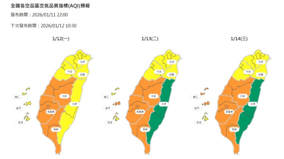 天氣/空氣品質差!污染物隨冷氣團襲台 西半部「連橘6天」