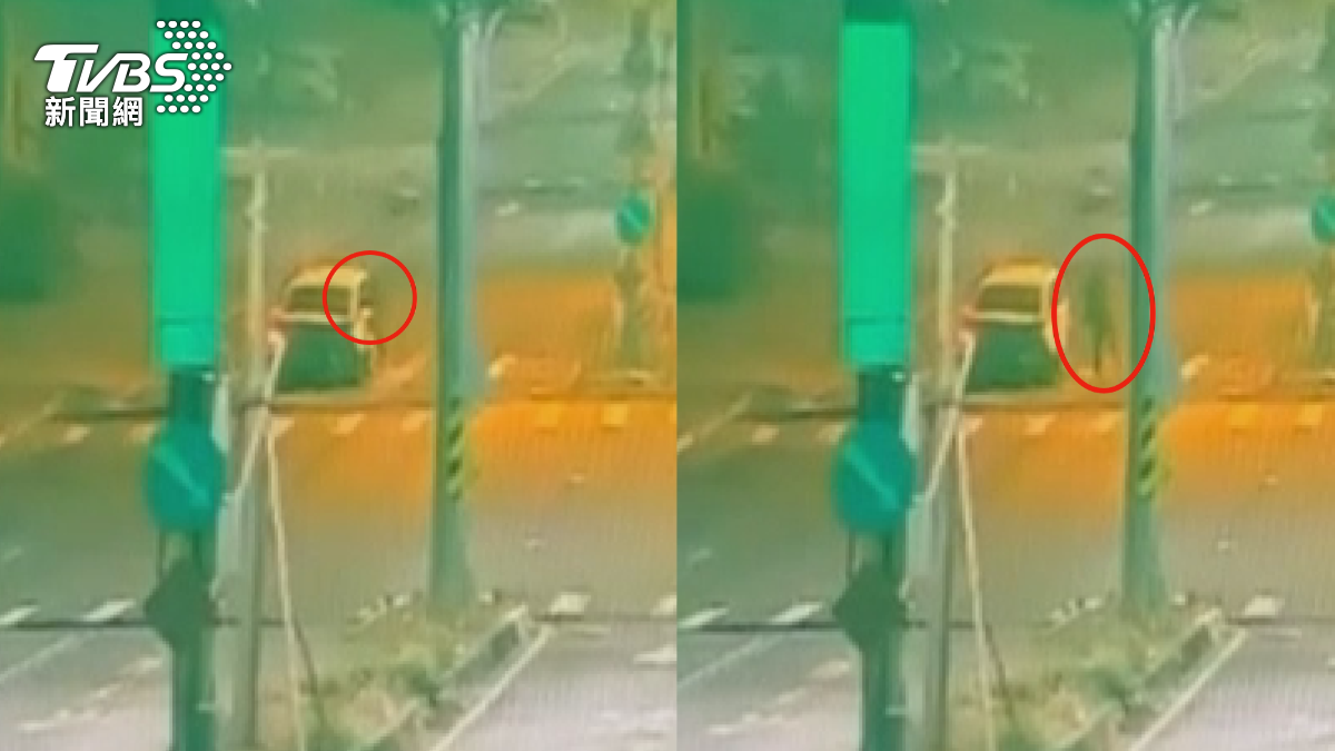 吳姓男子駕駛前妻的車發生事故後,卻直接爬出車外後落跑。(圖/TVBS)