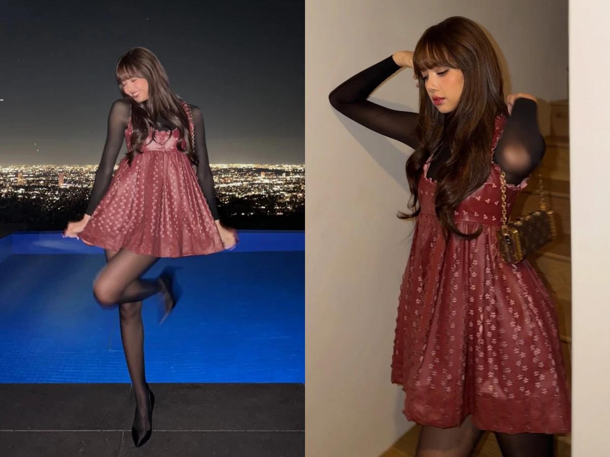 金球獎前夕,LISA 在 IG 發出一組全身 Louis Vuitton 的穿搭照。(圖/翻攝自IG@lalalalisa_m)