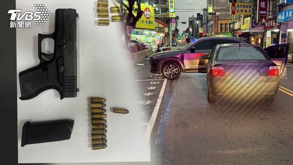 苗栗鬧區公然開槍!2車遭射擊濺血 槍手疑「攜槍潛逃」。(圖/TVBS)