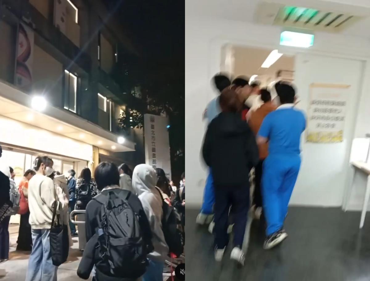 圖書館傳出失火,警報大作學生急忙逃離。(圖/lj_lai_lai_lai授權)