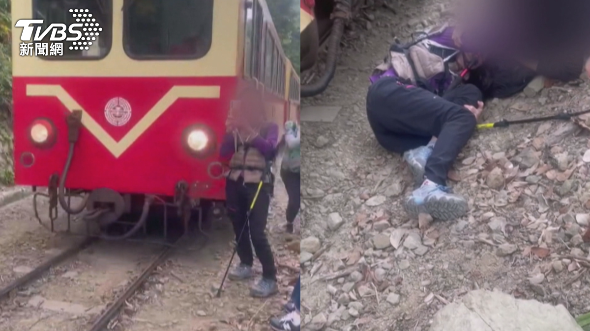 阿里山林鐵先前就發生過，婦人為了拍照闖入軌道區，結果被列車撞翻倒地的意外。（圖／TVBS）