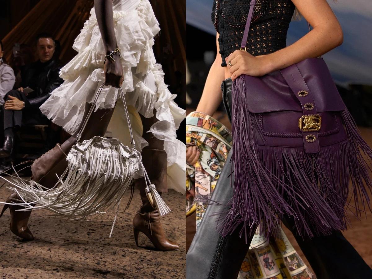 流蘇包的出現頻率超高。(圖/Alexander McQueen、Burberry提供)