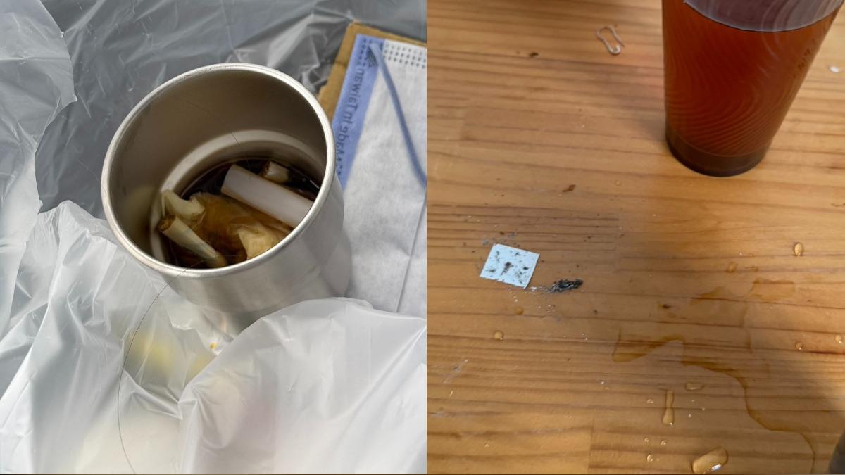 房間內滿布菸蒂殘渣,連杯子都被塞滿菸蒂。(圖/業者授權提供)