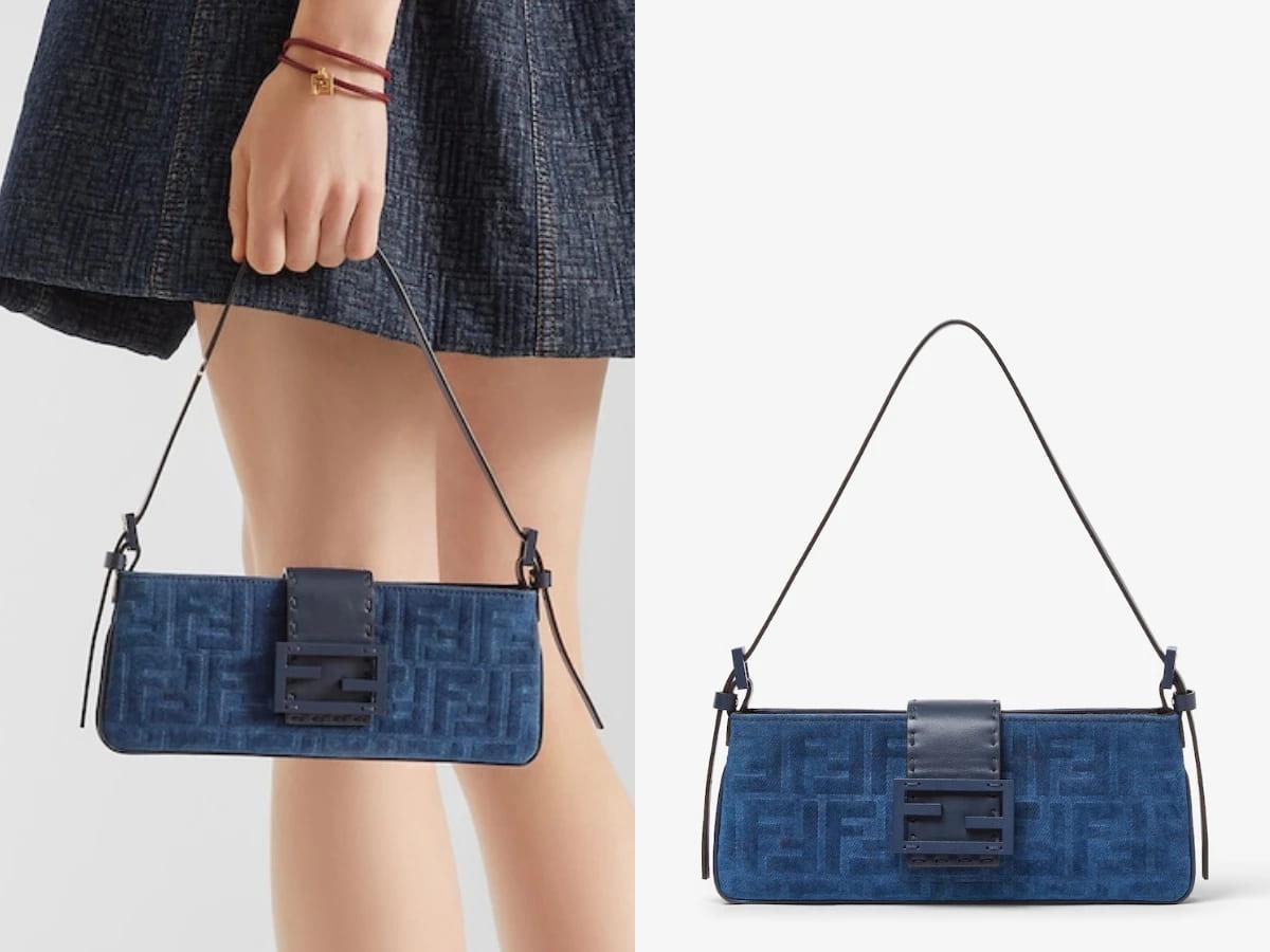 FENDI Baby B.以藍色FF丹寧布製成，具有植絨質感。（圖／翻攝自FENDI官網）